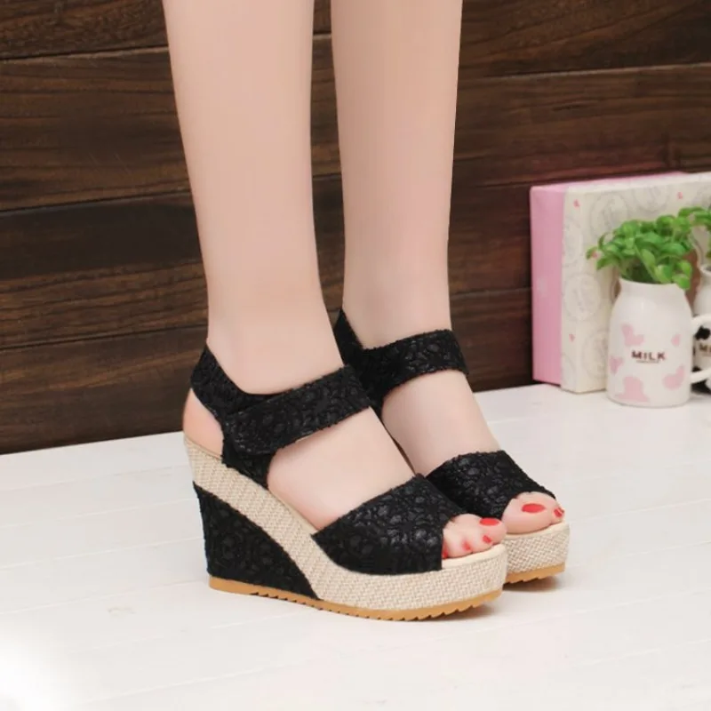 

Fashion Women's Wedges Sandals 2025 Summer New Mesh Peep Toe Platform High Heel Women Sandals Sexy Party Dress Women Sandalias