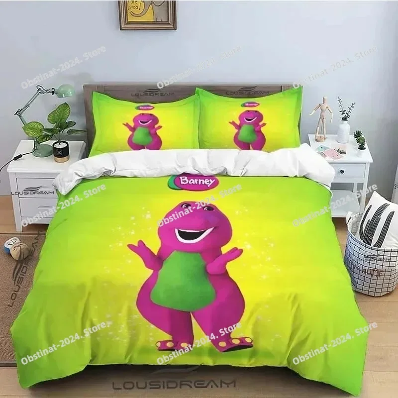 

Top Barney Friends Cute Cartoon Dinosaur Pattern Bedding Set Duvet Cover Full Queen King Size Pillowcase Bed Printed Single Twin