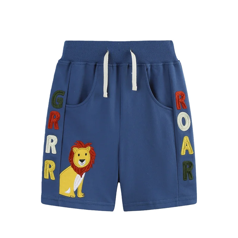 

Jumping Meters Summer Lion Embroidery Boys Girls Shorts 2-7T Kids Applique Design Trousers Pants for Boys & Girls Baby Clothes