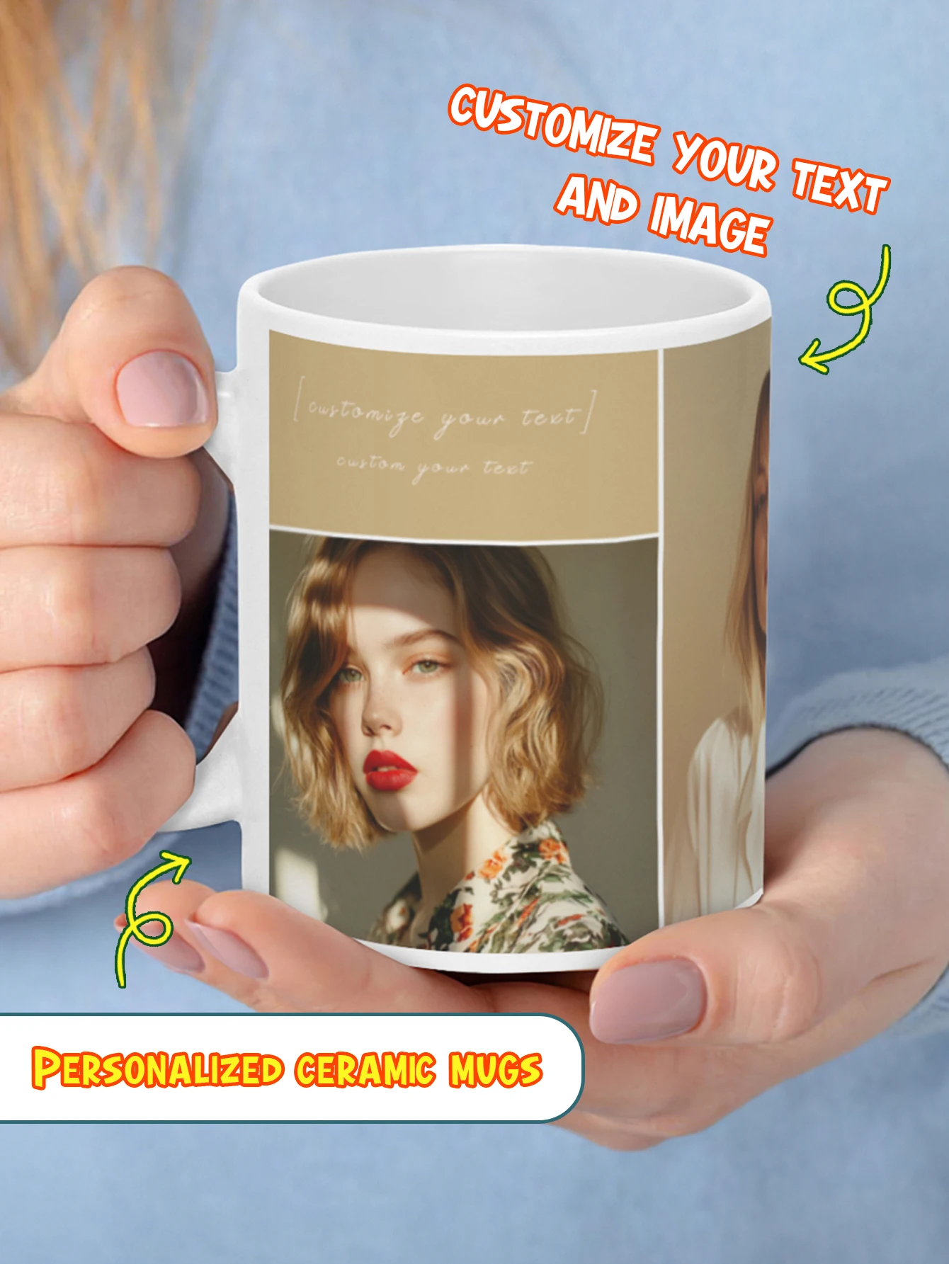 Customized mug with large capacity Personalized cup with picture text name  personalized gift