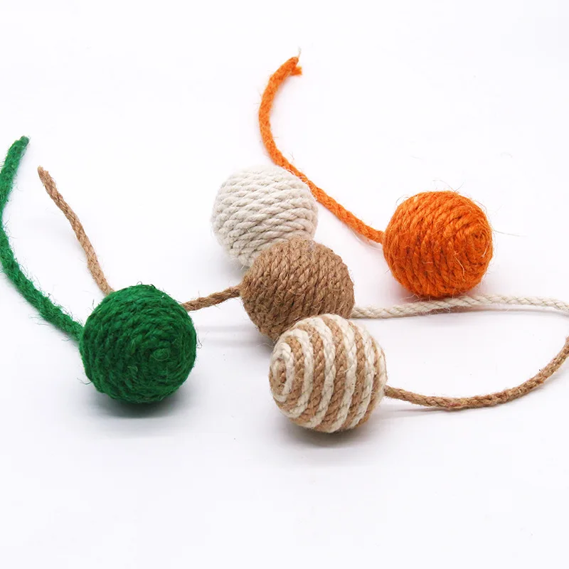 Pet Sisal Rope Weave Ball Cat Teaser Play Chewing Rattle Scratch Catch Toy DIY Interactive Scratch Chew Toy Accessoryies