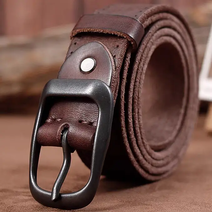 

100% Cowhide Leather [with Box] Men's Leather Pin Buckle Belt Perfect Gift For Love One Suitable Jeans Casual Wear Belt