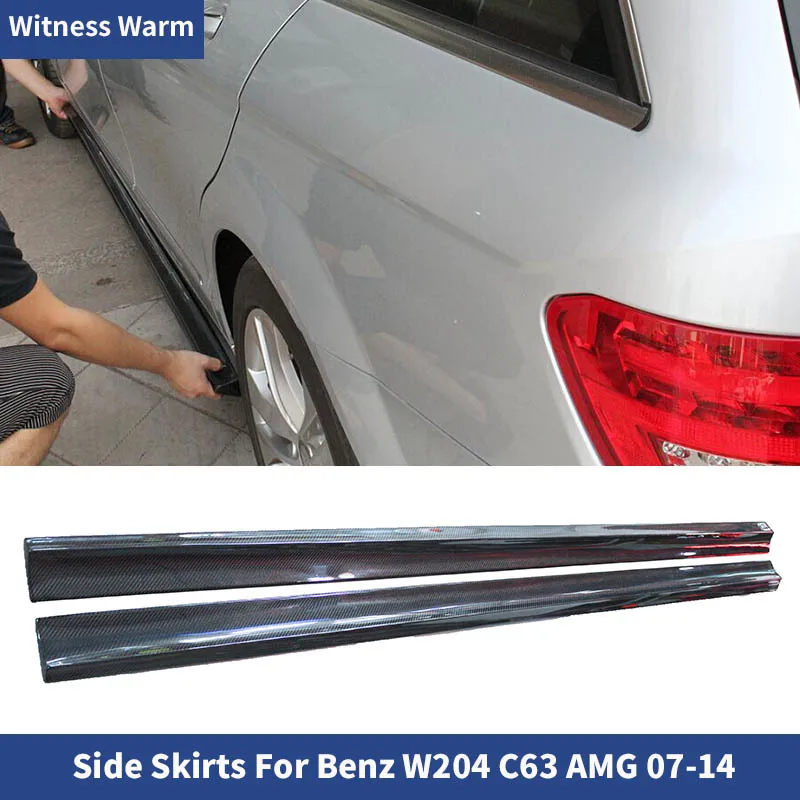 for W204 Amg C63 Carbon Fiber Side Skirt Apron for Benz W204 Side Lip Splitters C180 C200 C260 C63 Amg 2007-2014