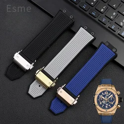 Soft Comfortable Steel Buckle Watch Strap for HUBLOT Yubo Big Bang Series Tattoo Waterproof Silicone Watchbands 27 X17mm