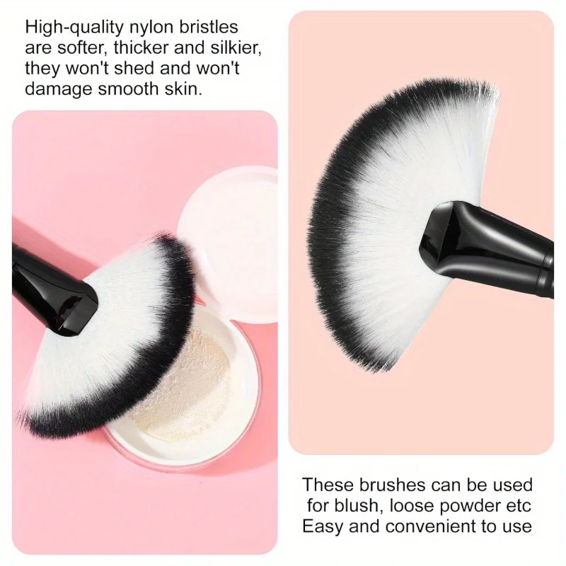 2 uds cepillo de maquillaje en abanico cepillos faciales esponjosos para tratamientos faciales cepillos de máscara Facial de cerdas suaves cepillo de abanico herramientas de mango corto esteticista