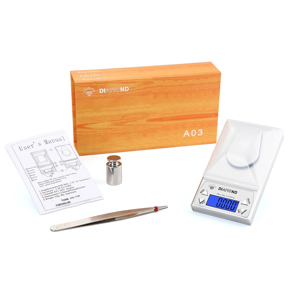 

Digital Jewelry Scale 0.001g Precision Fast Accurate Measurement Tare Weight Pieces Counting Weighing Modes Backlight LCD