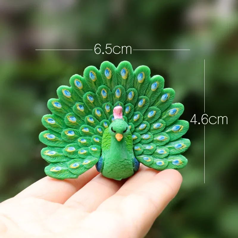 Simulated peacock model realistic cartoon animal succulent flower pot miniature landscape scene resin handicraft display piece