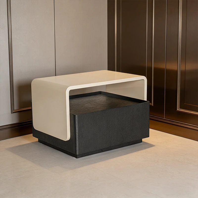 

Minimalist Modern Design High Gloss Wooden Bedroom Night Stand Home Furniture Solid Oak Wood Bedside Table