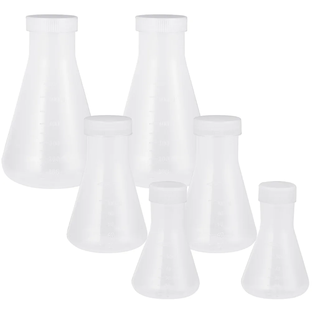 

6 Pcs Flask Set Laboratory Conical Chemical Container Grade Erlenmeyer Beaker Beakers