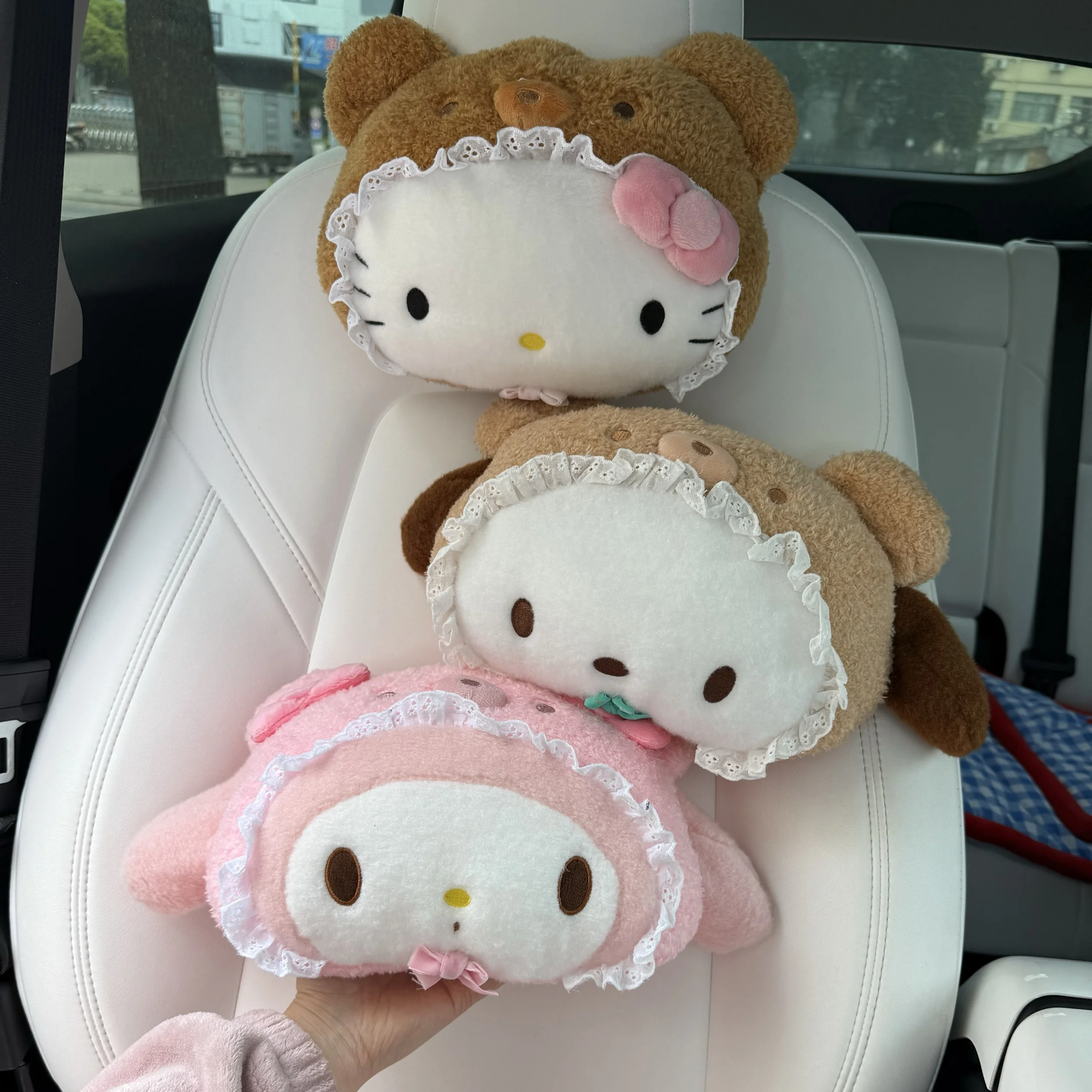 

Sanrio Hello Kitty Headrest Cushion Car Seat Cartoon Kuromi My Melody Cinnamoroll Pom Pom Purin Pillow Comfortable Home Decor