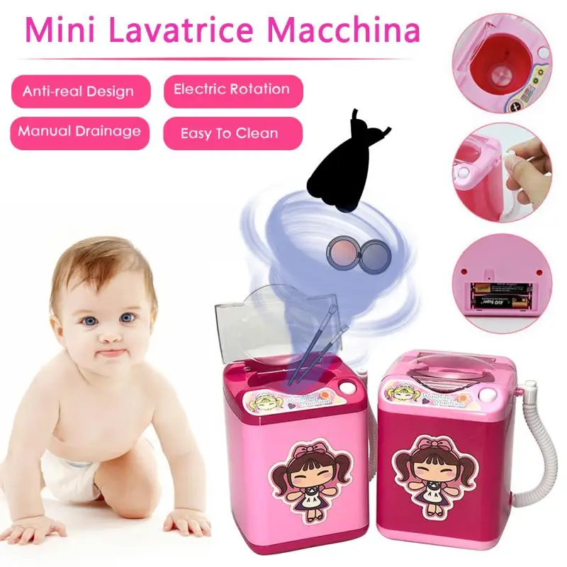 Mini machine à laver électrique pour enfants, jouet de jeu de simulation, lavage, pinceaux de maquillage, jouets de garde, jouet rouge, 007