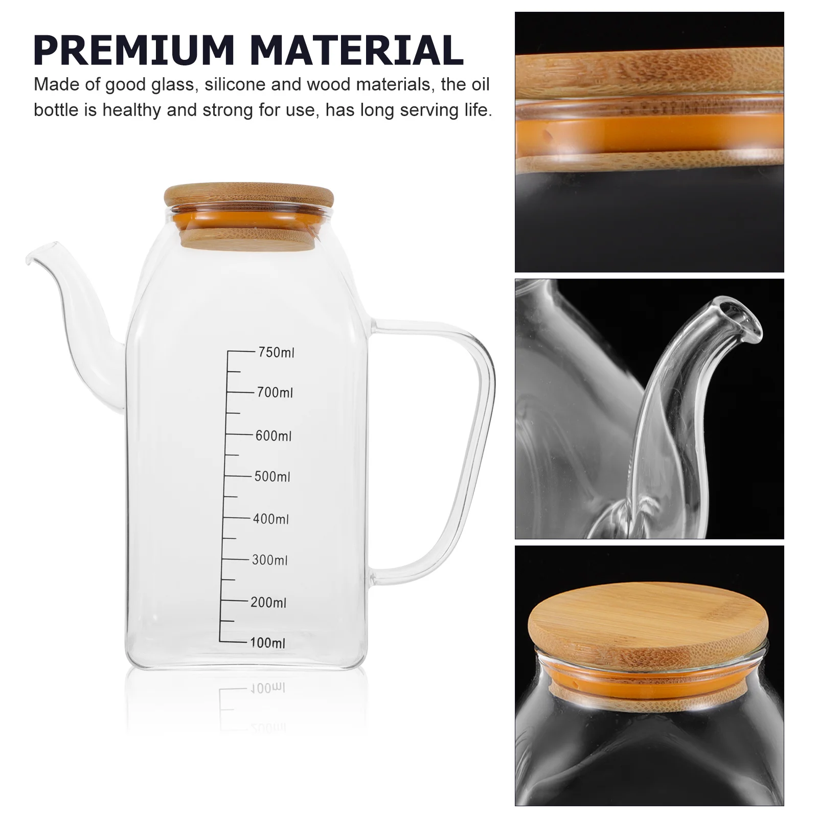 

1pc Dispenser Bottle Kitchen Seasoning Storage For Cooking Vinegar Oil Dispenser Spout Olive Oil Glass Cruet Jar