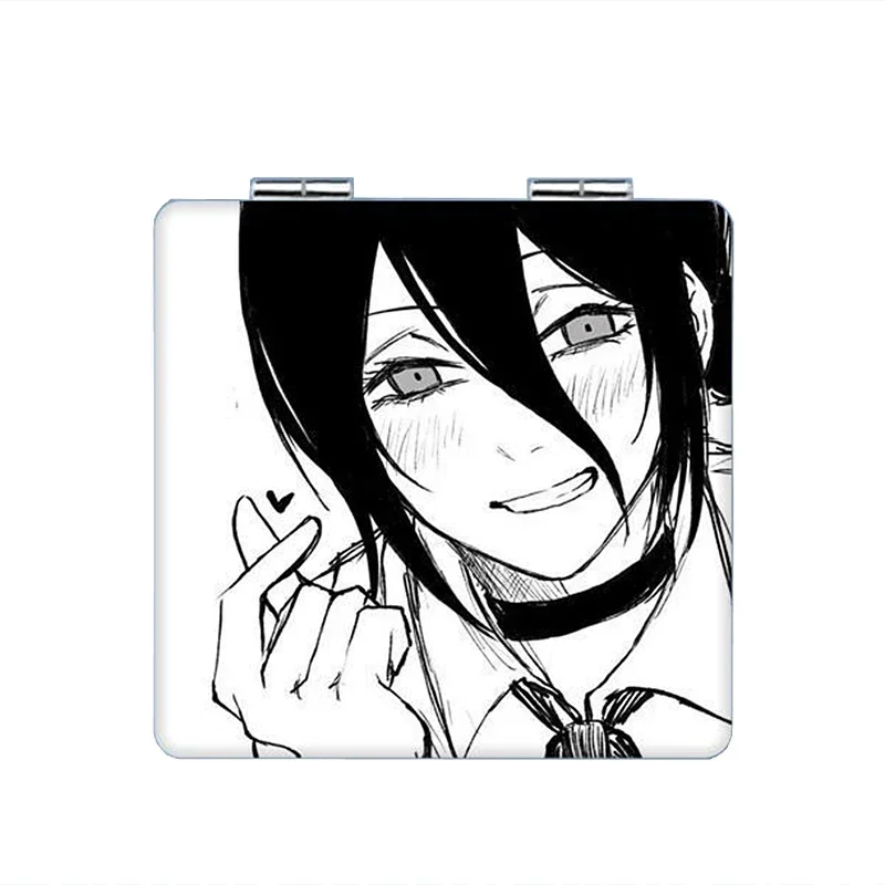 7×6cm Chainsaw Man Folding Double-sided Makeup Mirror Anime Cute Portable Travel Mini Girls Magnifying Square
