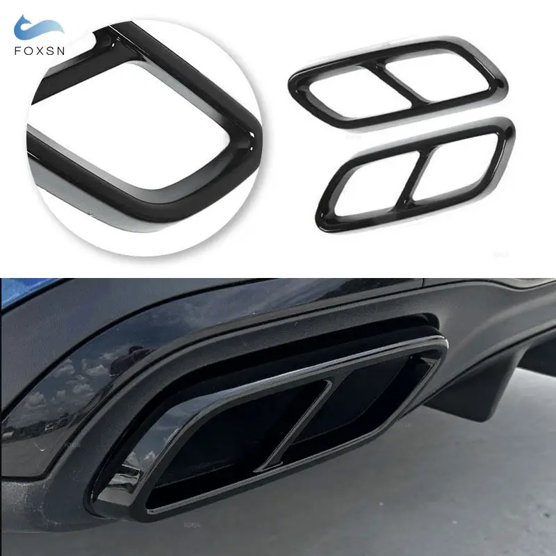 Carbon Fiber Texture / ABS Chrom Auto Hinten Auspuff Endrohr Abdeckung Trim Ersatz Für Mercedes Benz C Klasse W206 2021 +