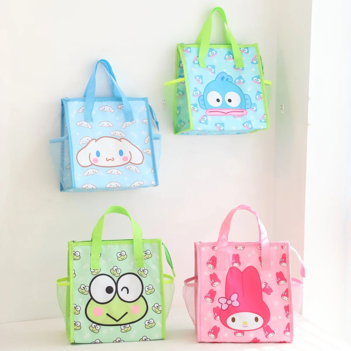 Kawaii Sanrioed Keroppi Hangyodon Kitty Handbag Cute Cartoon Work Lunch Box Bag Insulated Bag High Capacity Anime Peripheral