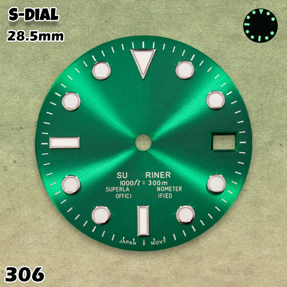 NG S Logo 28.5mm SUB Gradient Dial NH35/NH36/4R/7S Movements Green Luminous Watches for men Watch Modification Accessories