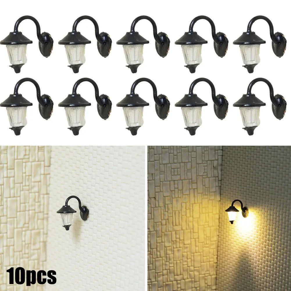 10pc 1:87 Scale Wall Lamps LED Street Lamps For H0 Houses Building Steel Column Model Lampposts Railroad Decor Landscape Access