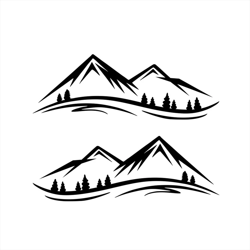 

Car Stickers Woods Camper Glossy Mountains Parts Set 2PCS Waterproof Accessories Black Caravan Decal Decorative
