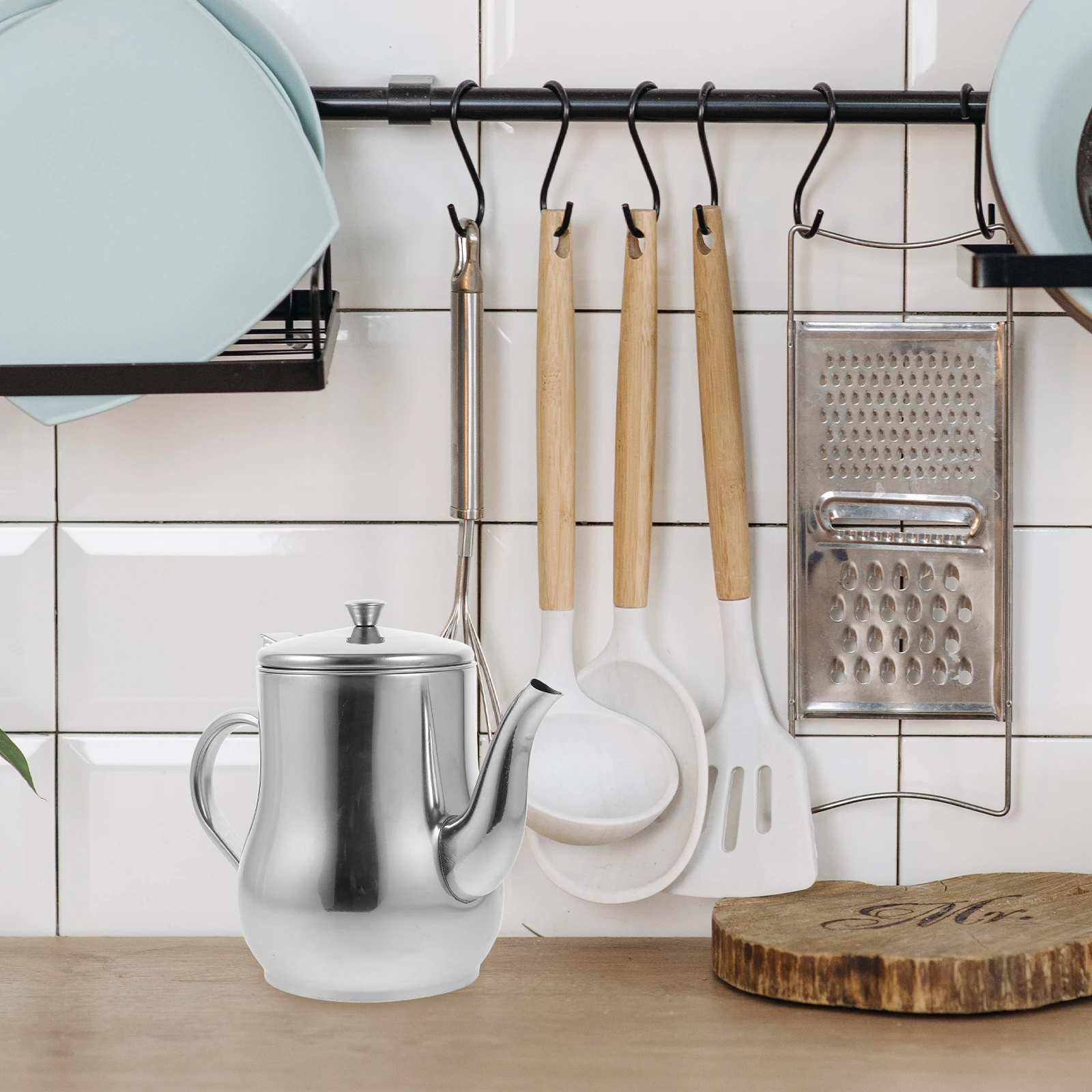 

1pc Stainless Steel Grease Container With Strainer Large Capacity Storage Pot For Kitchen Cooking Oil Container Bacon Grease