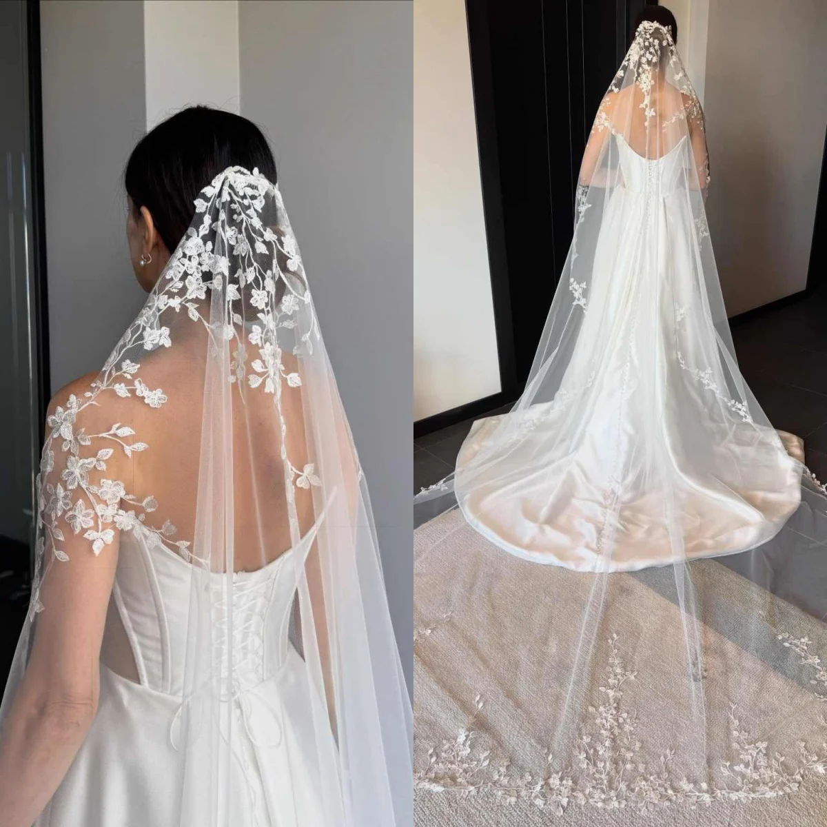 

Изящные свадебные фаты: длинные, в пол, однослойные, с гребнем, с аппликациями, на заказ