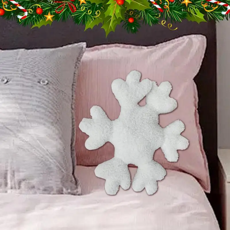 Oreiller décoratif flocon de neige pour canapé de Noël, oreillers en peluche, beurre, hiver