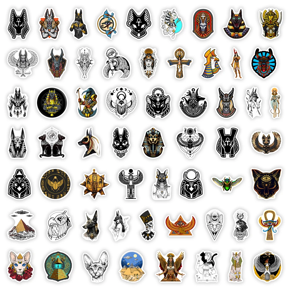 Egypt Mythology Gods Totem Stickers DIY Toys Gift Decal for Scrapbook Journal Laptop Phonecase Bottles Decorative Waterproof