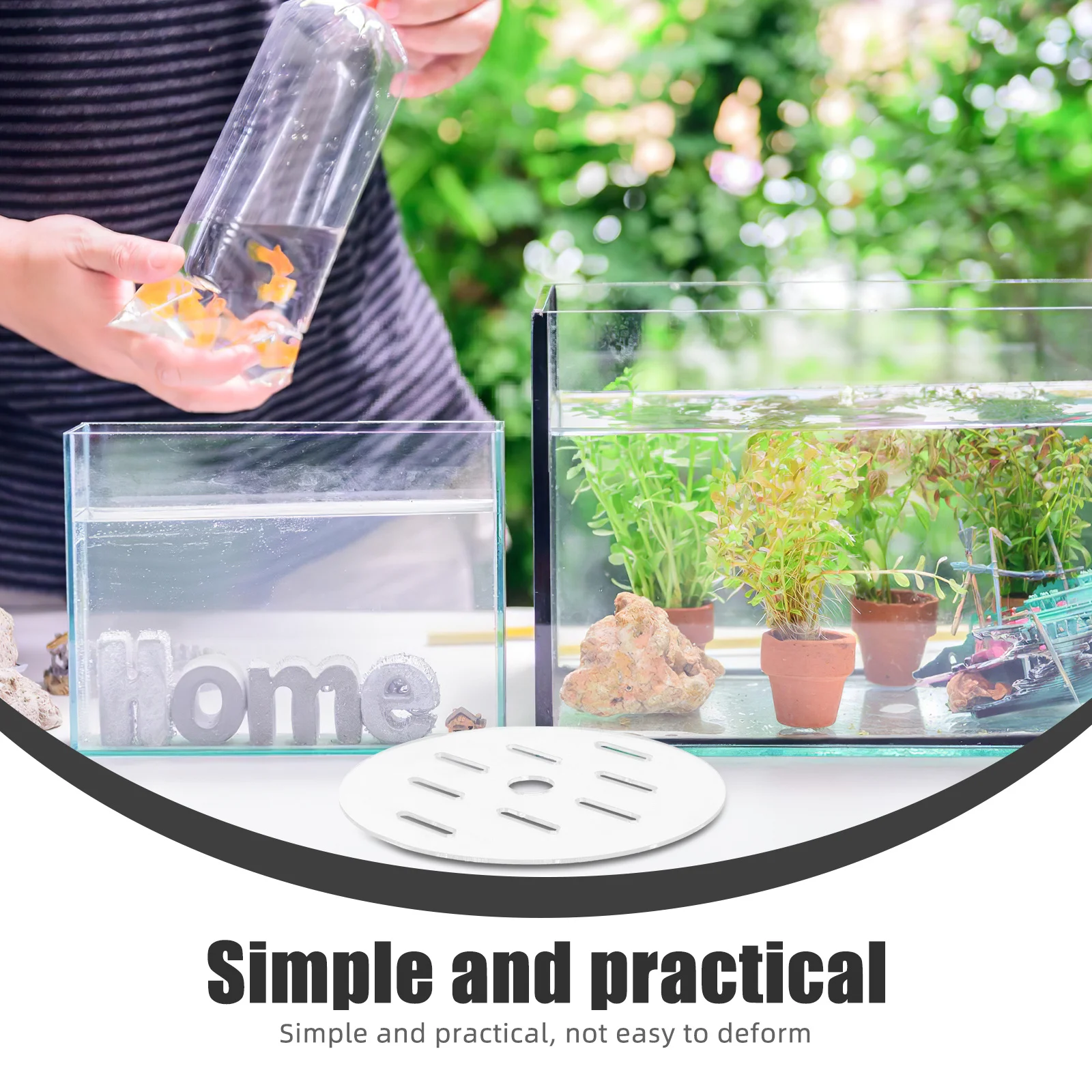 

20Cm Round Acrylic Fish Tank Lid Cover Escape-Proof Transparent Protection For Aquariums Reusable Top Replacement Easy Feeding