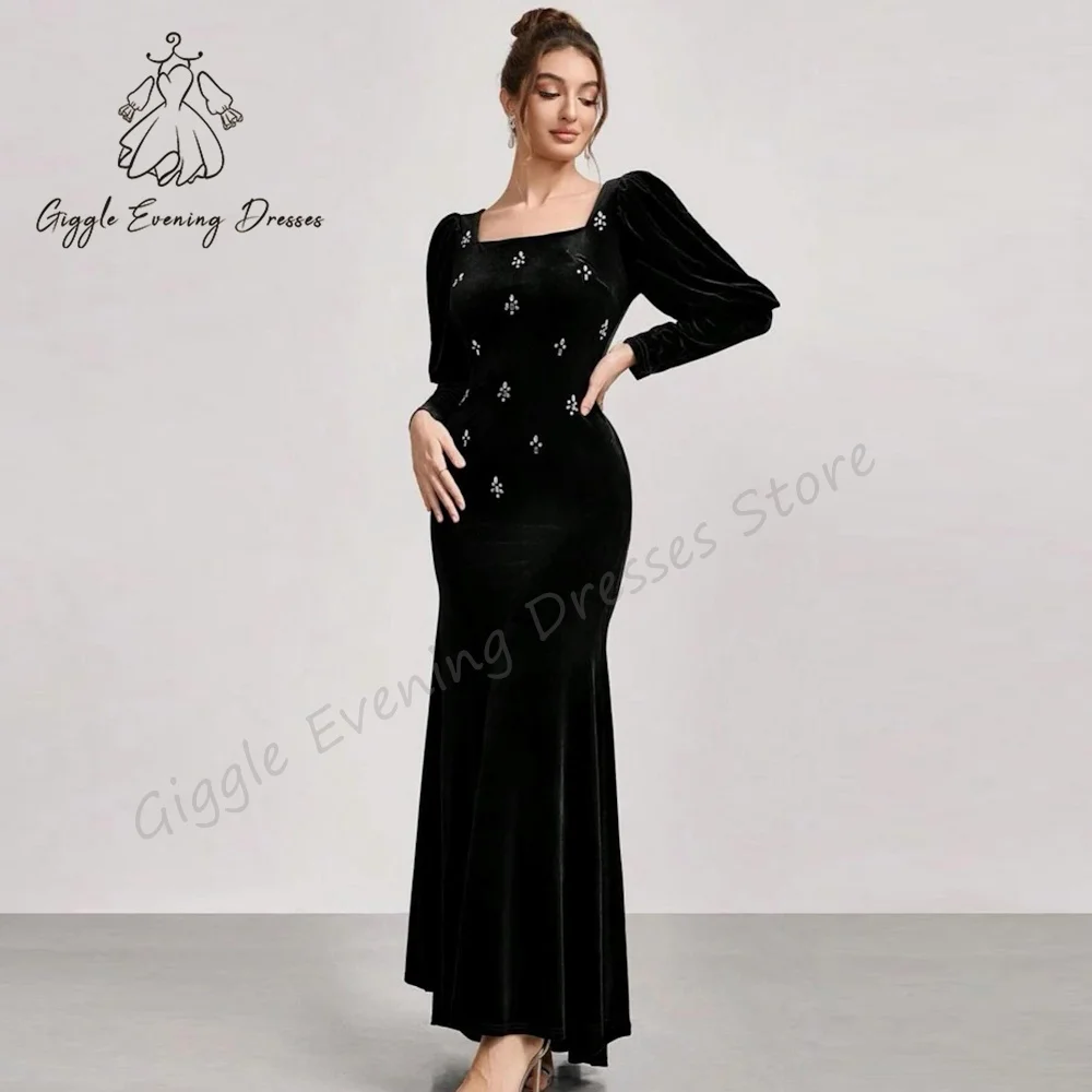 

Giggle Evening Dresses Square Neckline Ruched Beading Straight elegant Fashion Formal Saudi evening gala dress for women 2024