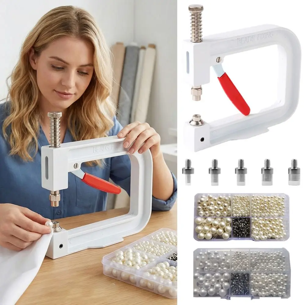 Máquina de fijación de perlas de 4-10 mm, juego de remaches para manualidades DIY, máquina de fijación de remaches para perlas redondas, 4 garras.