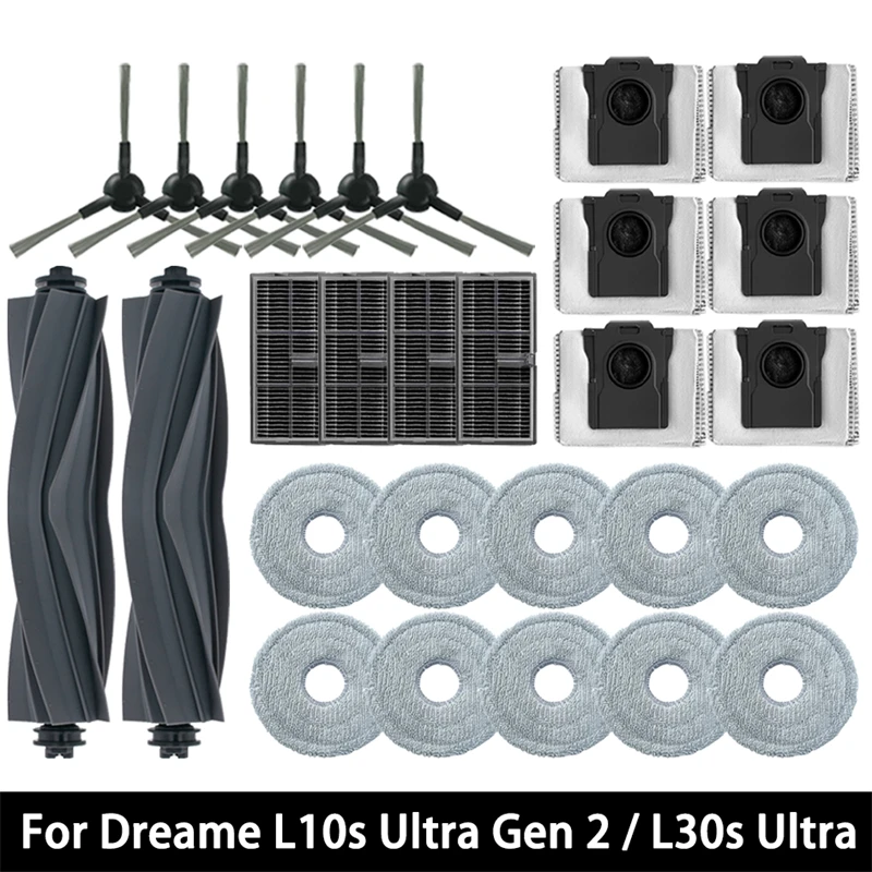 Para Dreame L10s Ultra Gen 2 / L30s Ultra de robot aspirador، cepillo Principal، cepillo latal، filtro، mopa، paño، bolsa para