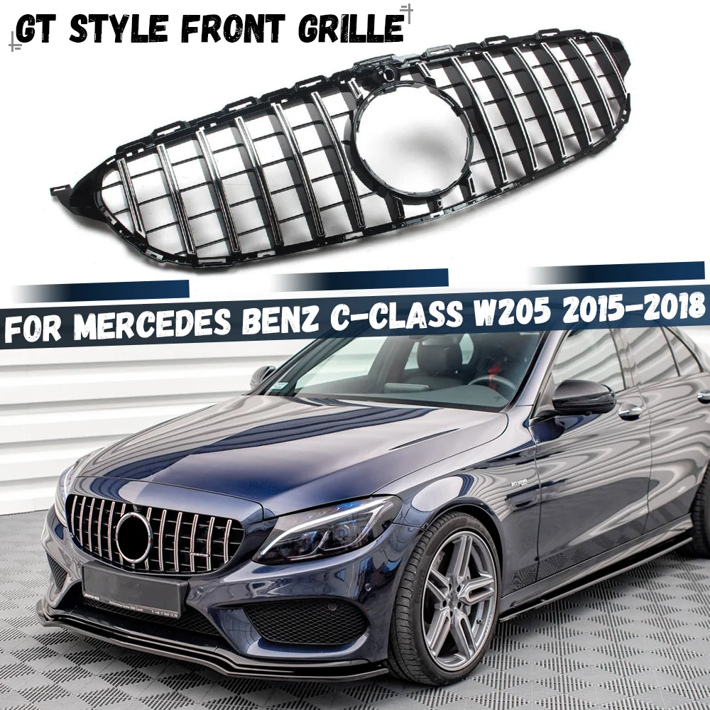 

Для Mercedes Benz C Class W205 C205 S205 2015-2018 C180 C200 C250 C300 C400 Решетка переднего бампера GT Style Racing Grill