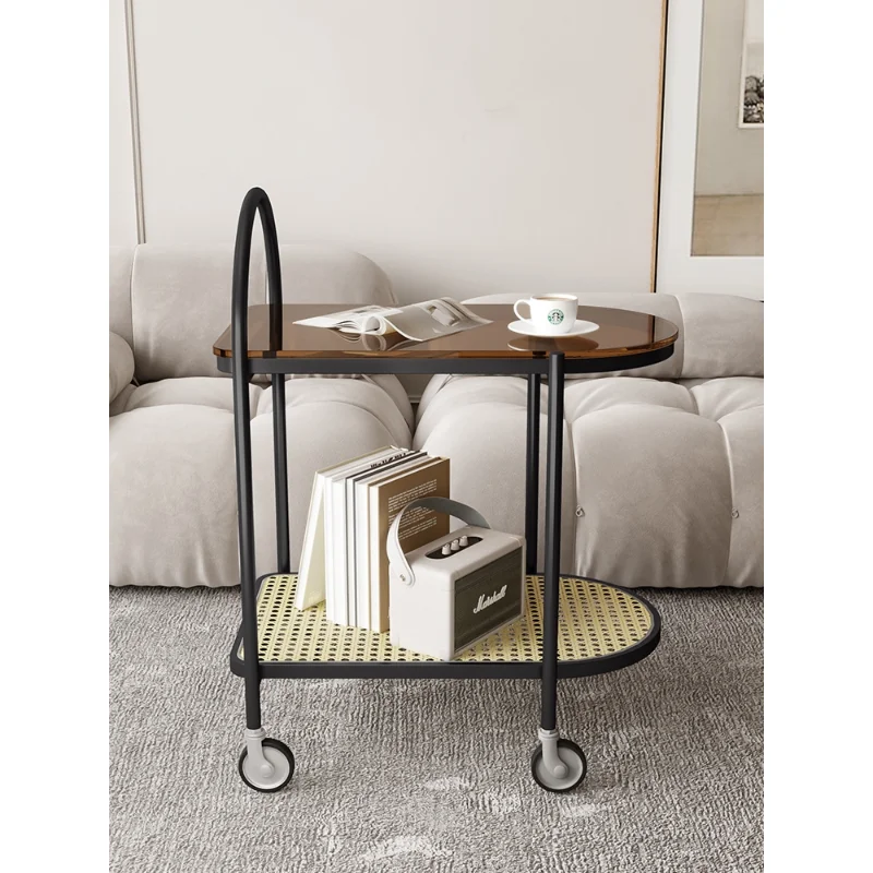Nordic Style Rolling Side Table, Sofa Table with Wheels - Suitable for Modern Style Home Decor and Storage