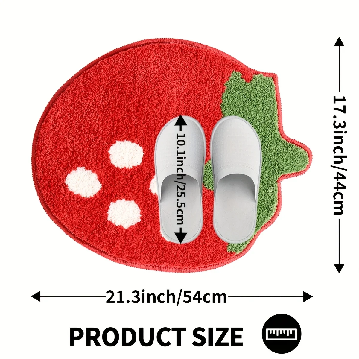 1pc Fluffy Bath Rug Thick Bathroom Mat, Extra Soft Bath Mat, Strawberry Modeling Absorbent Premium Bathroom Rug