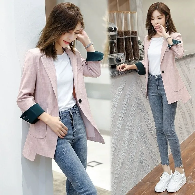 New Style Suit Jacket Female Autumn 2024 New Korean Version One-button Fallow Online Celebrity Slim Suit Fashion Brand