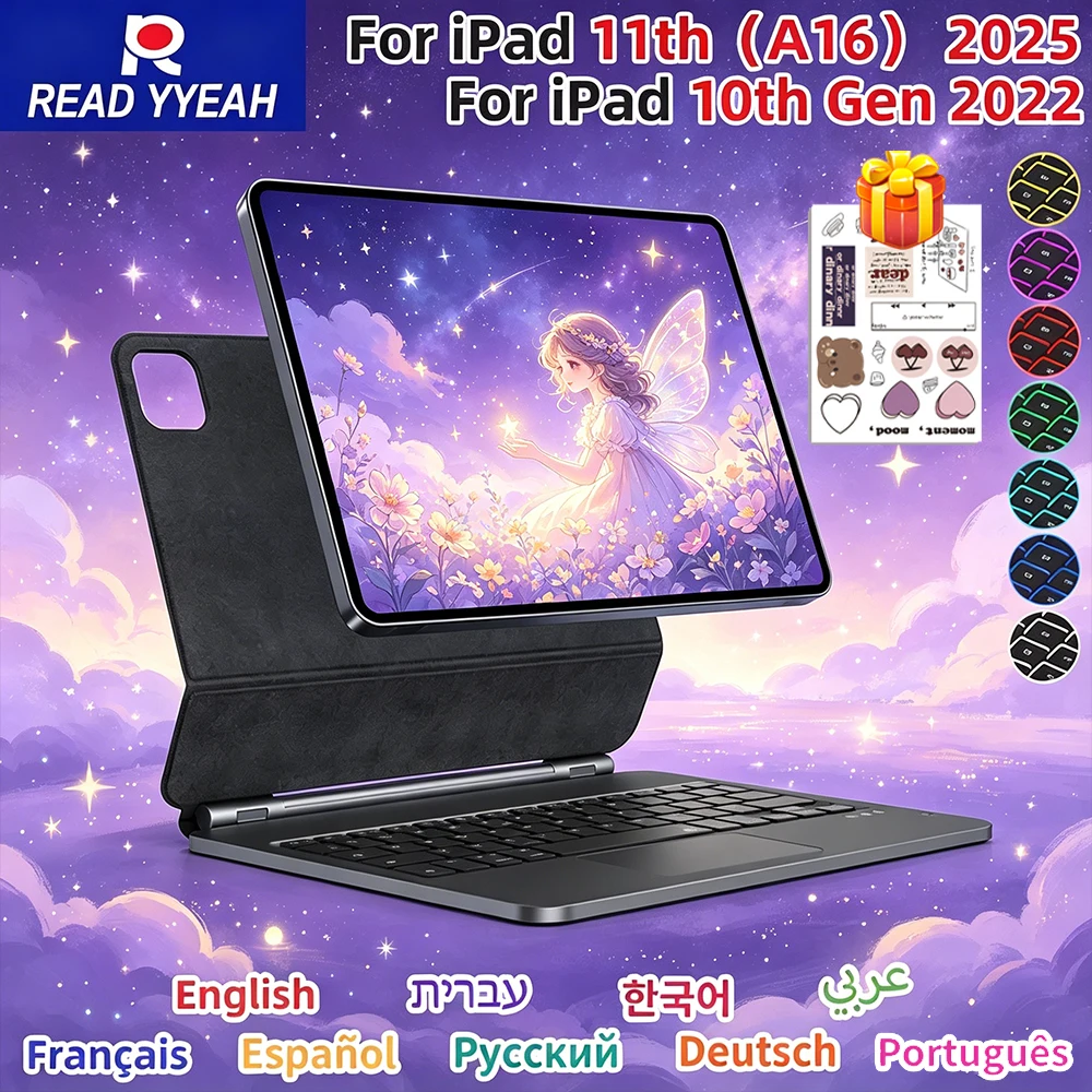 2026 New Magic Keyboard with Multi‑Touch Trackpad, Magnetic Bluetooth Keyboard Case for iPad 10/11 Pro 13/11/12.9 Air 6/5/4 10.9