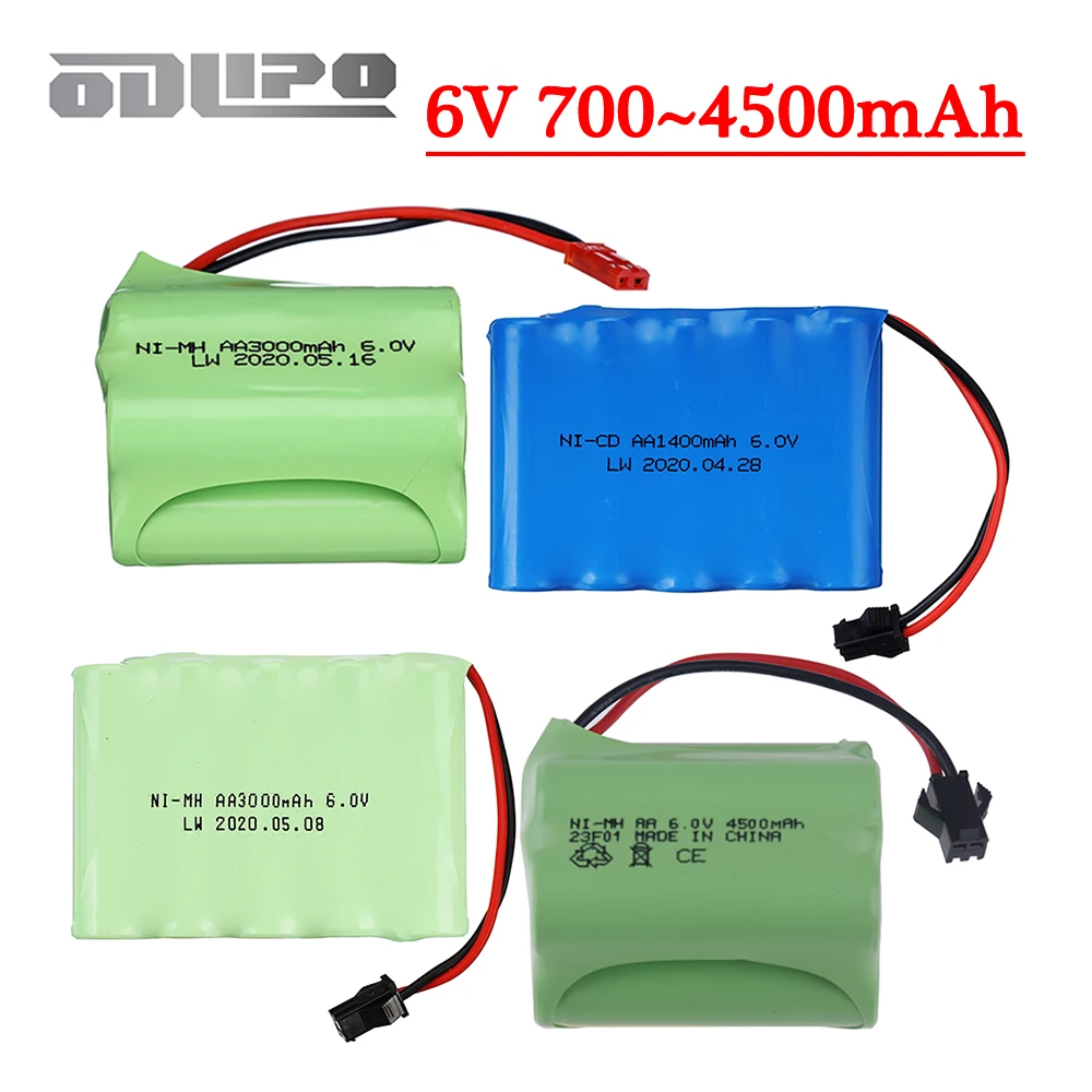 700mah 1400mah 1800mah 2800mah 3000mAh 3500mah 4500mah NiCD Battery AA 6V NiMH Battery For RC Toys Cars Trucks Tanks Boats Guns