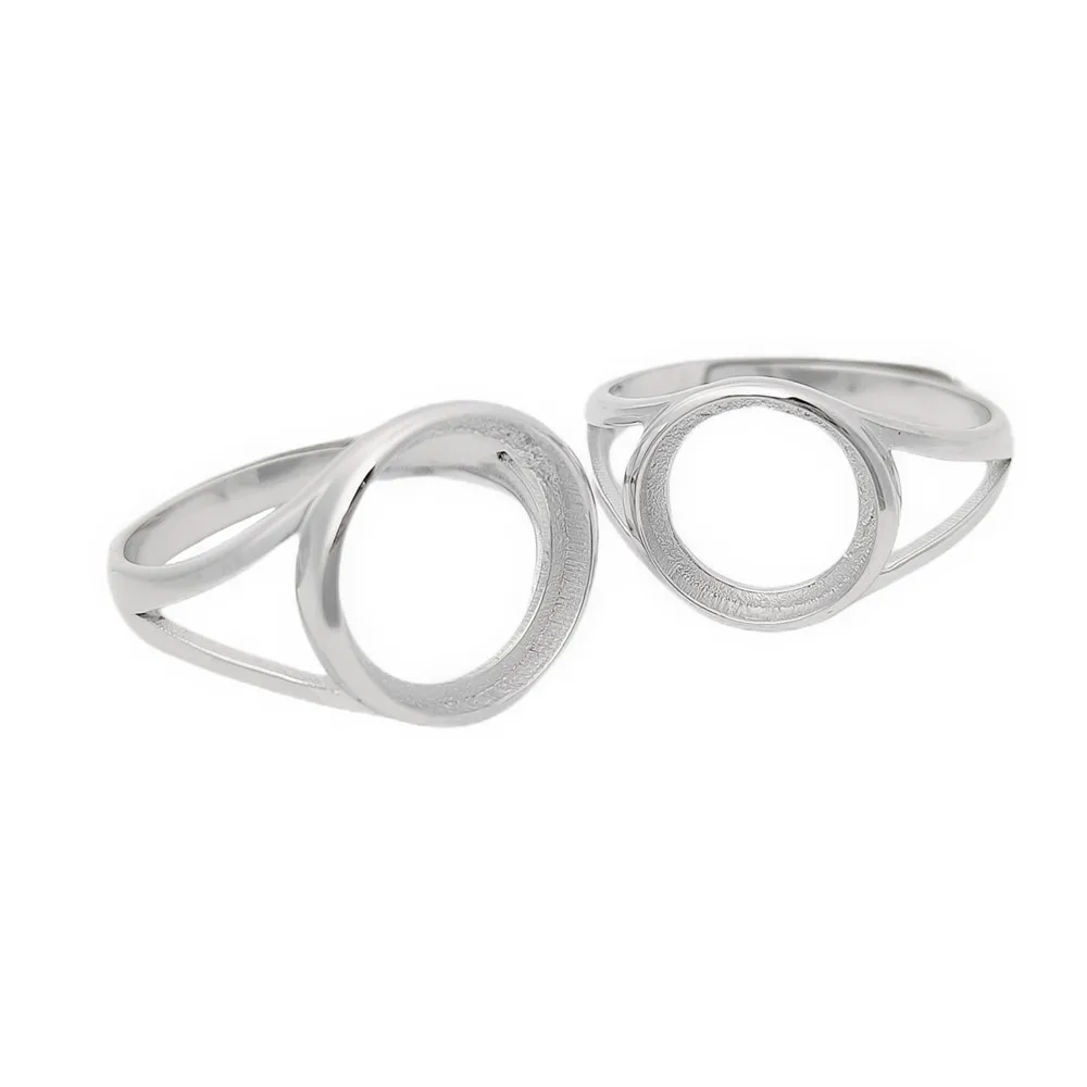 

Ring Blank (10x10mm/12x12mm Round Blank) Long-Lasting White Gold Plated 925 Silver Ring Setting Adjustable Ring Base