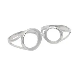 Ring Blank (10x10mm/12x12mm Round Blank) Long-Lasting White Gold Plated 925 Silver Ring Setting Adjustable Ring Base