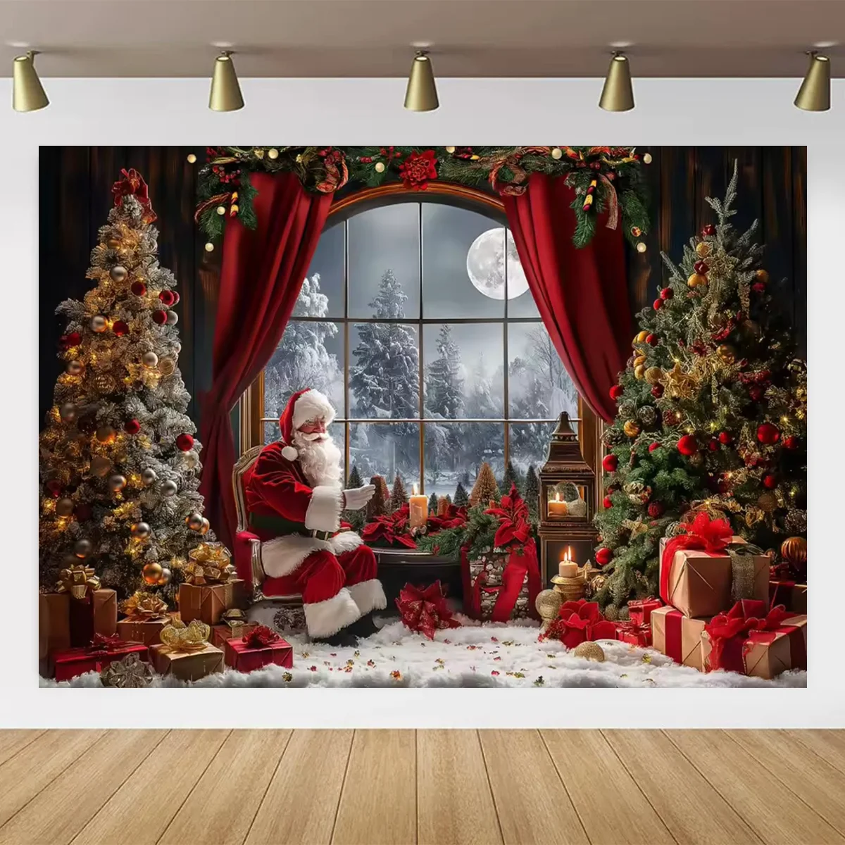 Santa Claus Street House Front Background Children Baby Photography Props Children Adult Party Christmas Photography Background