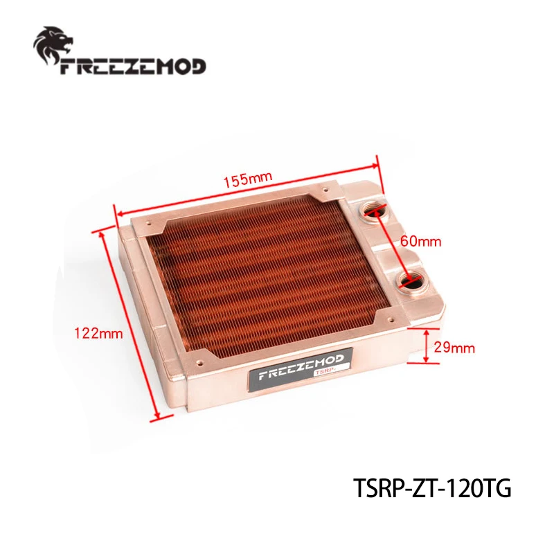FREEZEMOD All Copper Computer Water Cooler Row Industrial Cooling Row Double-layer Round Tube Thread For 120mm Fan TSRP-ZT-120TG