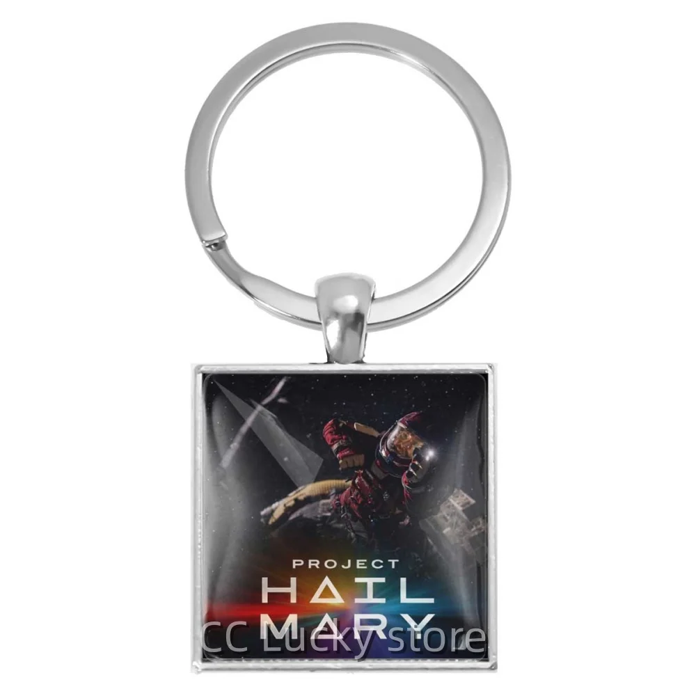 25mm Square Keychain Ryan Gosling Project Hail Mary Laser Reflective Decorations Collectibles Gifts For Friends