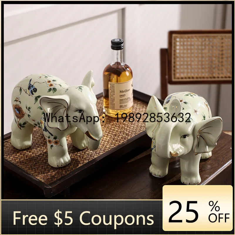 

Z4 Ceramic Elephant Ornament Office Living Room Soft Decoration Ceramic Accessory
