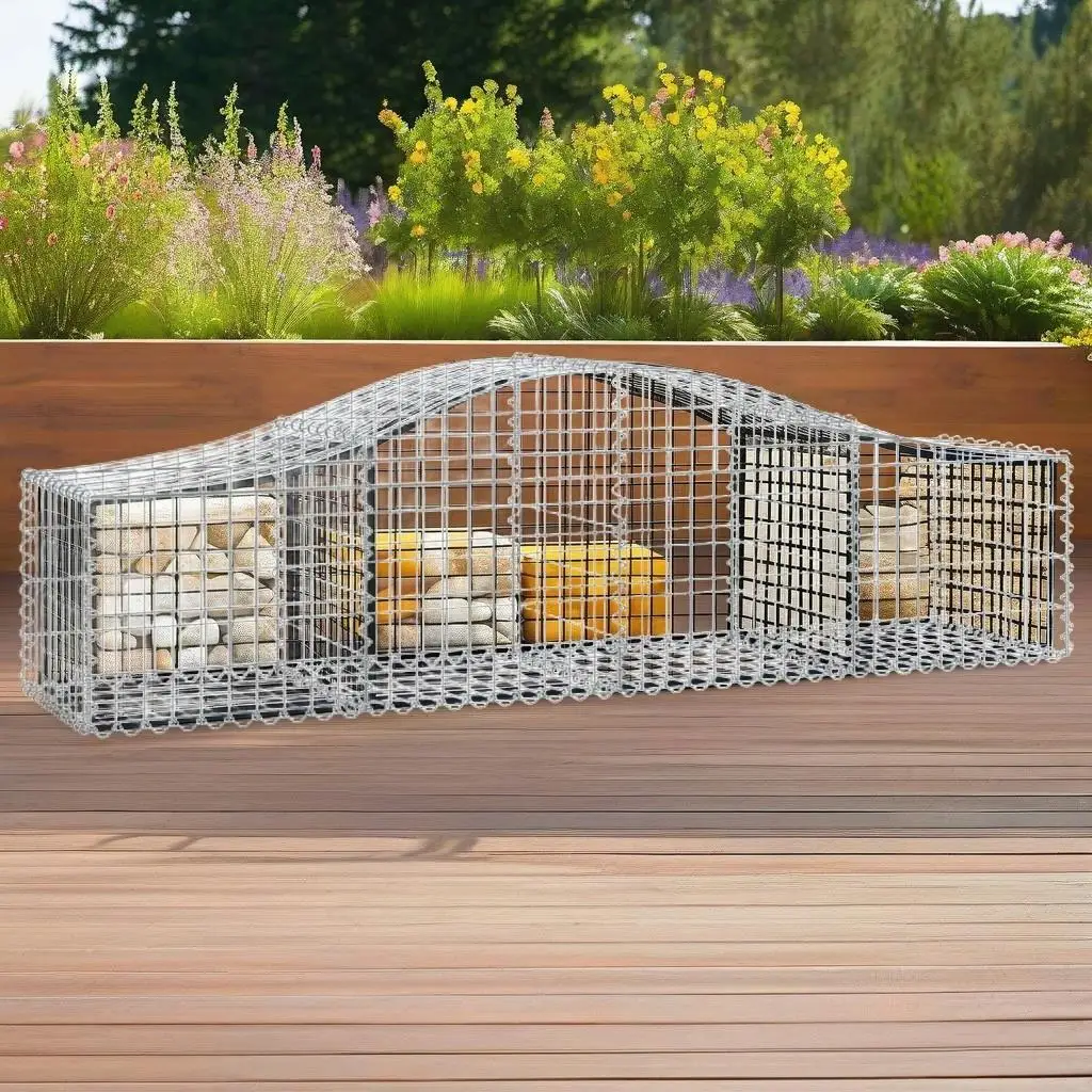 Galvanized Iron Arched Gabion Basket 78.7x19.7x15.7/23.6 Outdoor Decorative Rock Cage