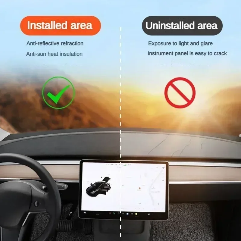 

2017-2023 Anti-UV Dashboard Cover For Tesla Model 3 Y Center Console Accessories Dash Mat Protector Pad Sunshade