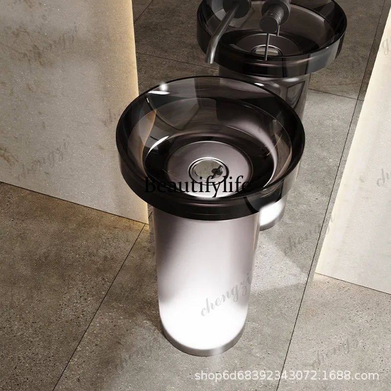 Column basin transparent art bathroom color floor type integrated hand wash basin