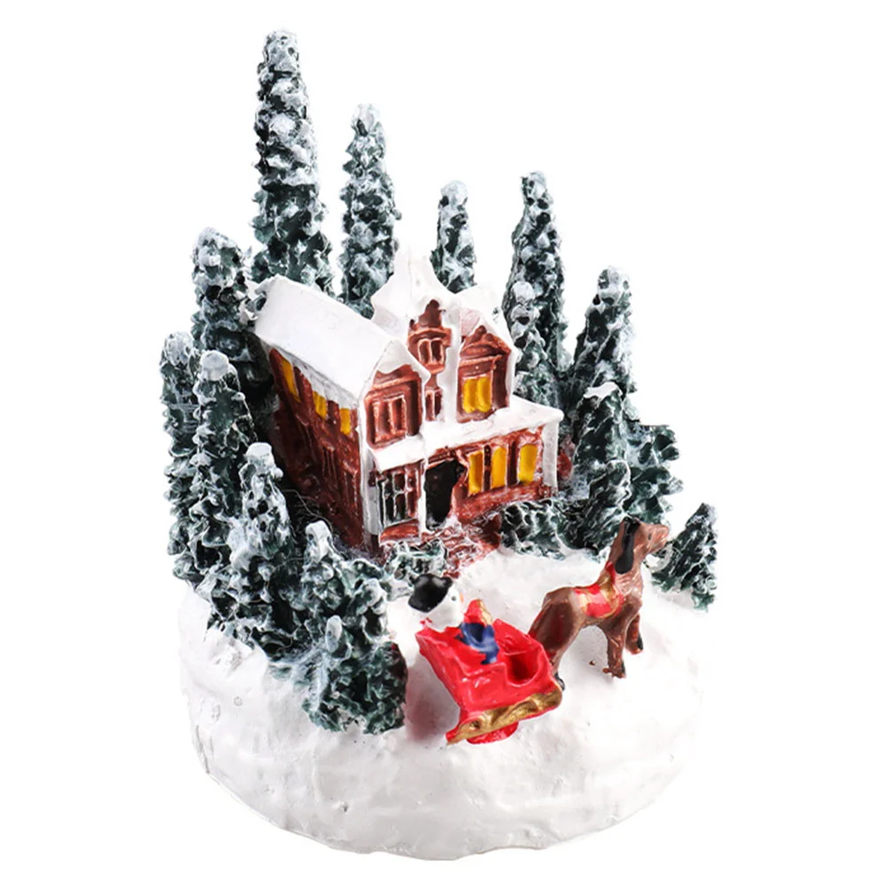 Xmas House Shaped Decor Christmas Decorative Decorations Gingerbread Chic Gift Mini Miniature Statue Glowing