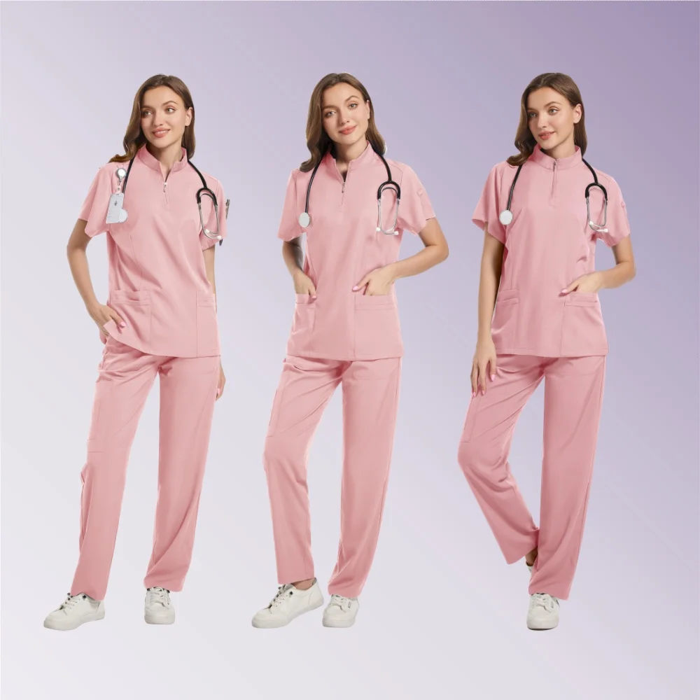 OP-Uniform für Damen, Krankenhaus-Apotheke, Arbeitskleidung, weiche und leicht schrubbende Sets, kurze Ärmel, Kleidung für den Schönheitssalon