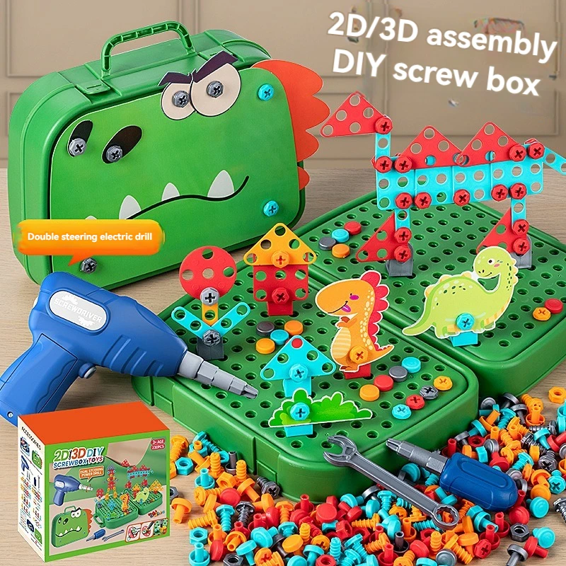 Children'S Screwed Puzzle Toy Assembly Electric Diamond Children Diy Simulation Repair And Disassembling Toolbox