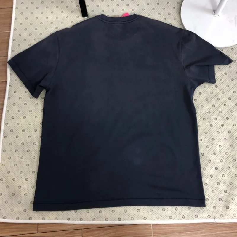 Royal Blue Washed Hole Saint Tshirts Summer Men Women Crack Basic Letter Logo Round Neck Short Sleeve Tops Loose Street Outfit