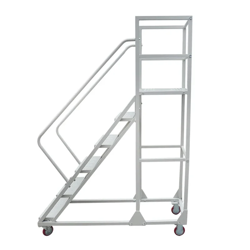 KINGGLOBAL Aluminum Work Platform 5-Step Ladder for Warehouse with High Load Capacity